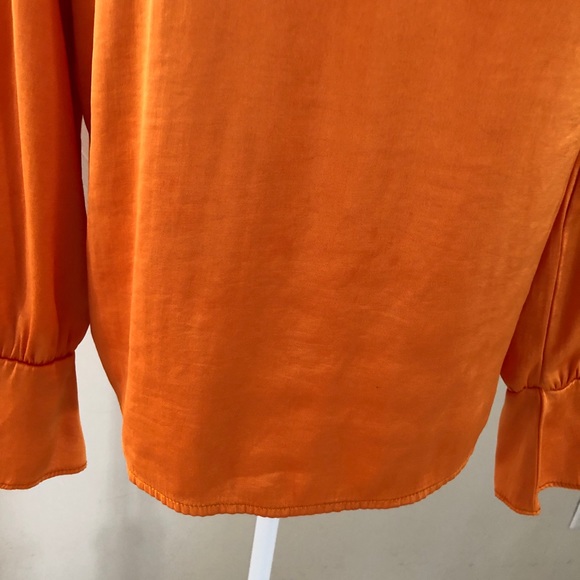 TB x Something Navy Yellow Orange Satin Ruffle Top - Picture 5 of 8